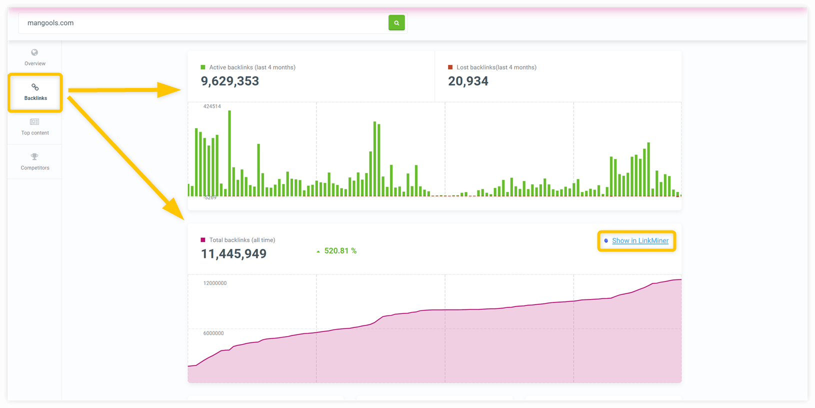 Backlink profile analysis
