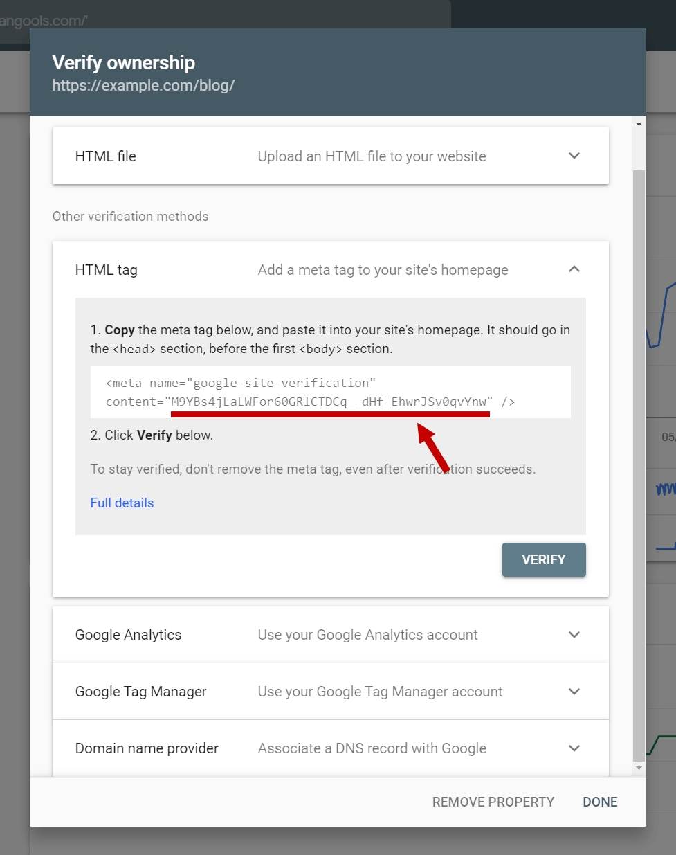 search console verification html tag