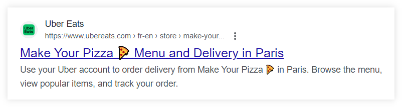 emojis in title tag and meta description - example